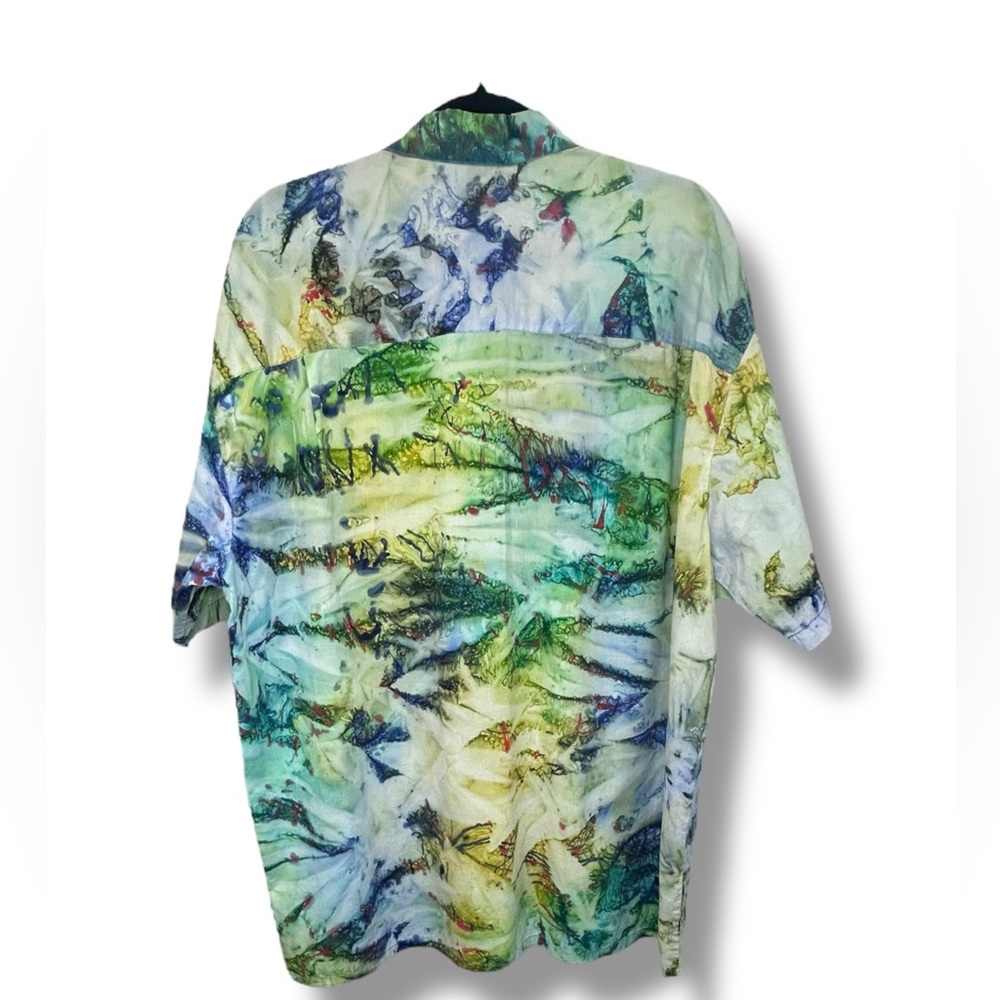 Sambisari Mens Button Down Shirt Casual Colorful Art To Wear Ice Dyed Streetwear - Picture 10 of 13